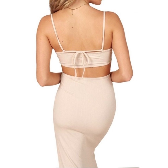 Petal and Pup CRESCENT o-ring lennon midi dress in oatmeal Size Large NWT - Picture 2 of 14